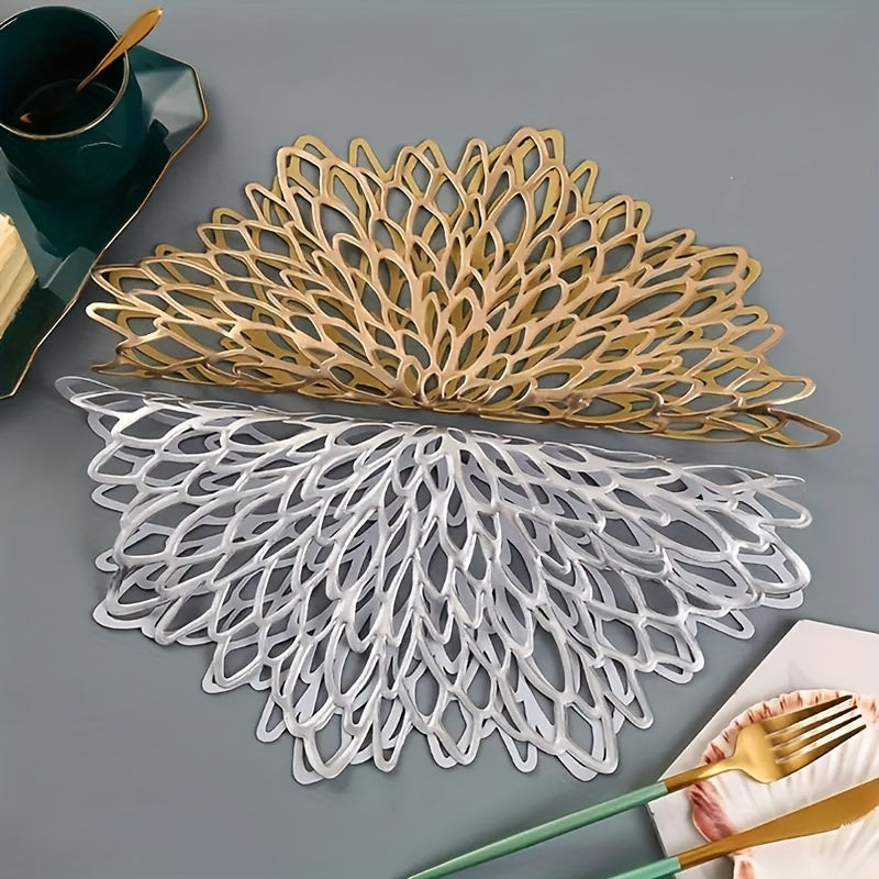 Luxury Golden Marble-Like PVC Lace Placemats