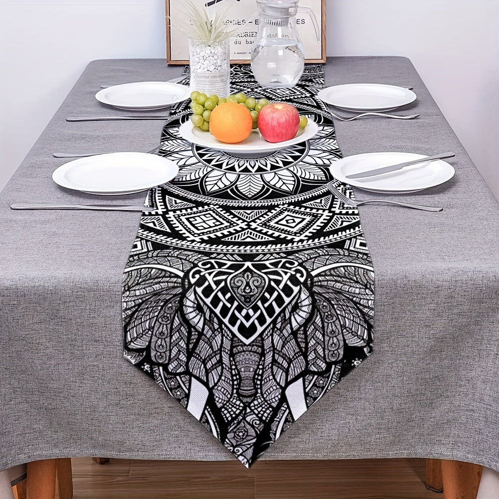Black & White Bohemian Design Table Runner