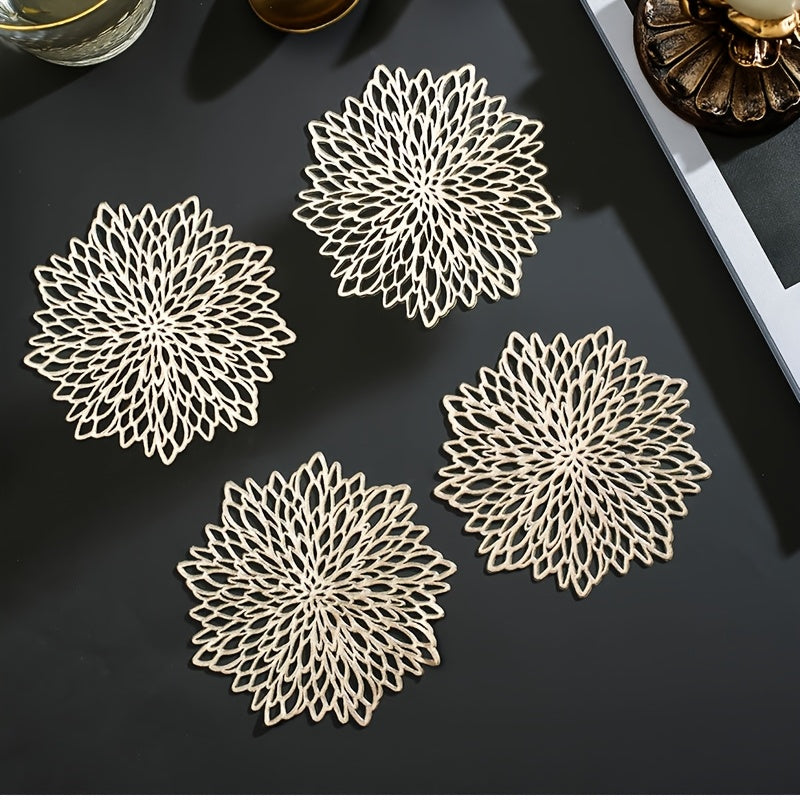 Luxury Golden Marble-Like PVC Lace Placemats