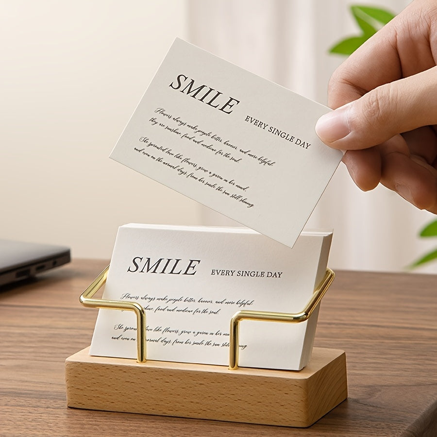 Modern Gold Wooden Desk Card Holder