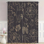 2pcs Black Gold Line Light Blocking Curtains