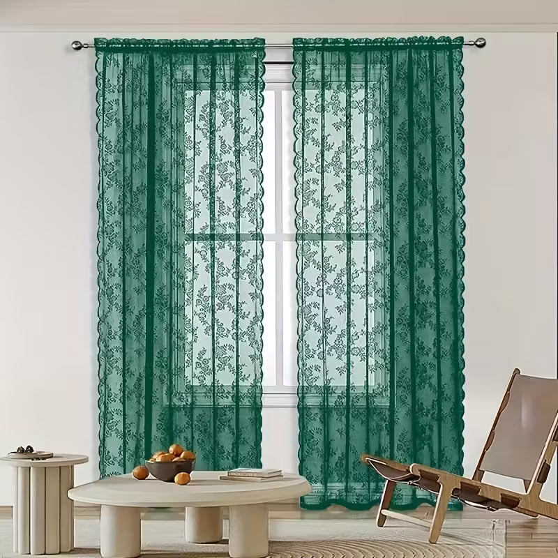 Romantic Pastoral Lace Curtain for Balcony and Office