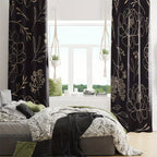 2pcs Black Gold Line Light Blocking Curtains
