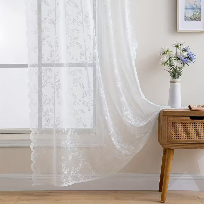 Romantic Pastoral Lace Curtain for Balcony and Office