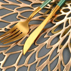 Luxury Golden Marble-Like PVC Lace Placemats