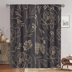 2pcs Black Gold Line Light Blocking Curtains