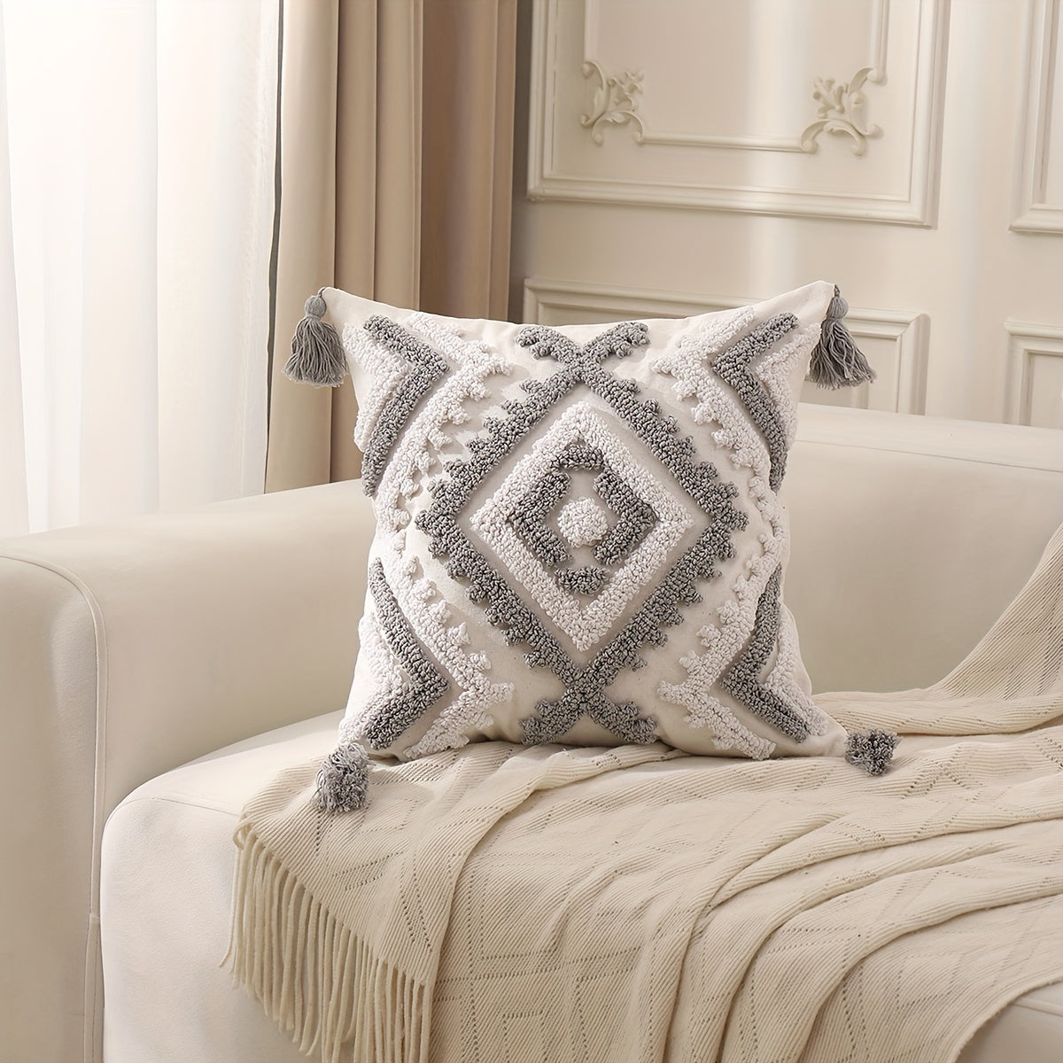 Geometric Diamond Pattern Pillow Cover