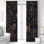 2pcs Black Gold Line Light Blocking Curtains