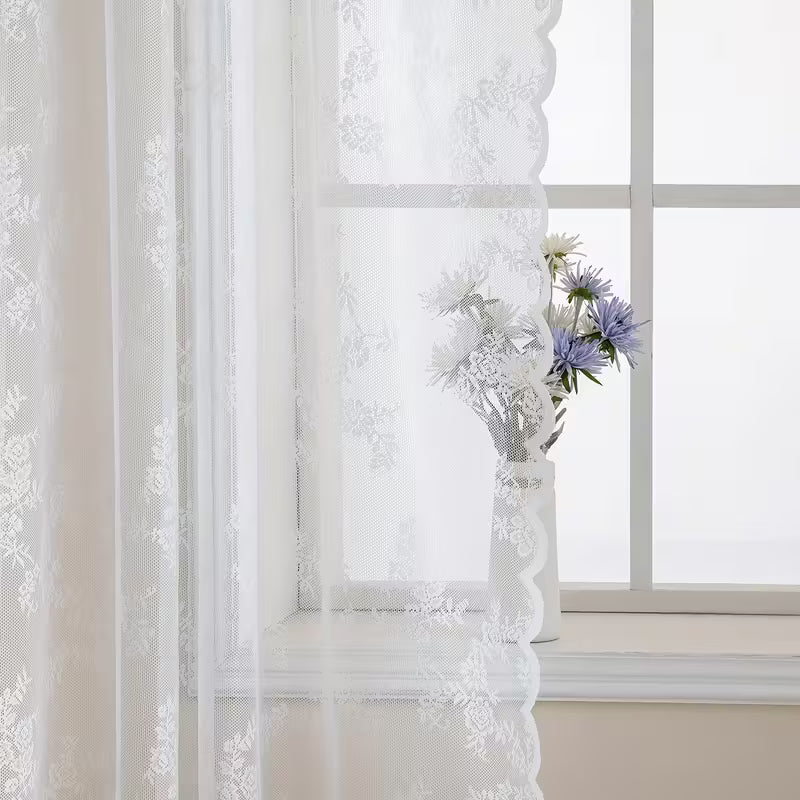 Romantic Pastoral Lace Curtain for Balcony and Office