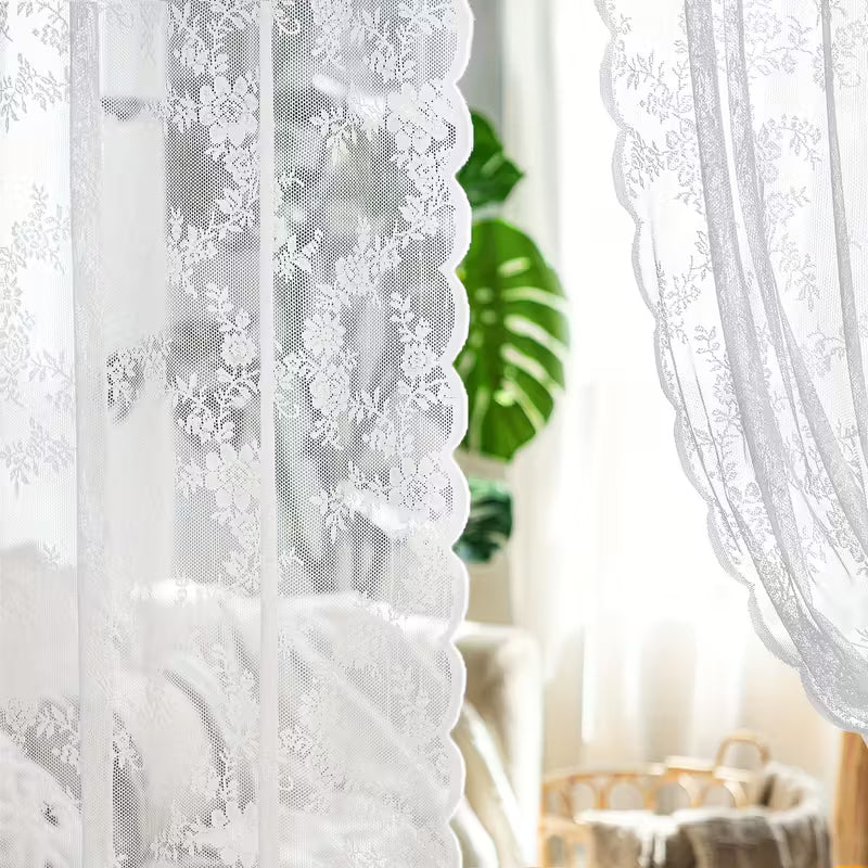 Romantic Pastoral Lace Curtain for Balcony and Office