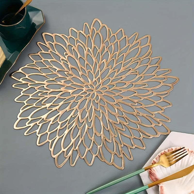 Luxury Golden Marble-Like PVC Lace Placemats