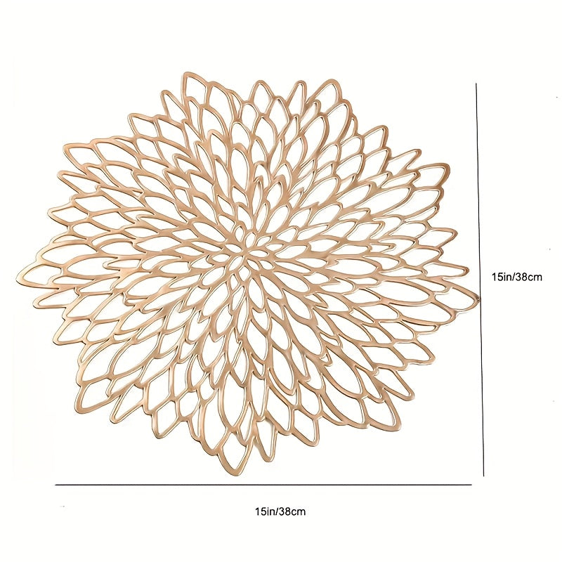 Luxury Golden Marble-Like PVC Lace Placemats