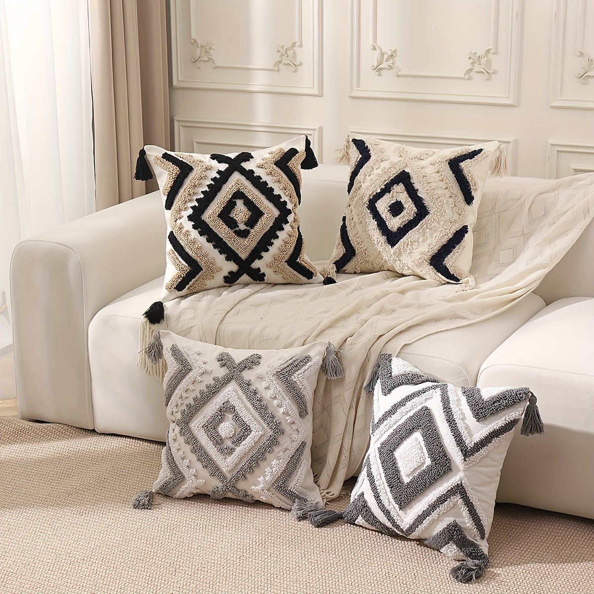 Geometric Diamond Pattern Pillow Cover
