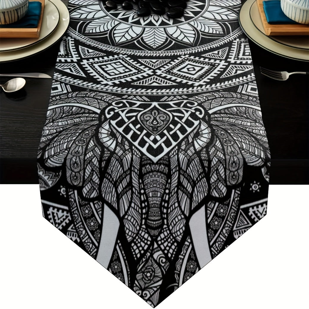 Black & White Bohemian Design Table Runner