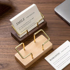 Modern Gold Wooden Desk Card Holder