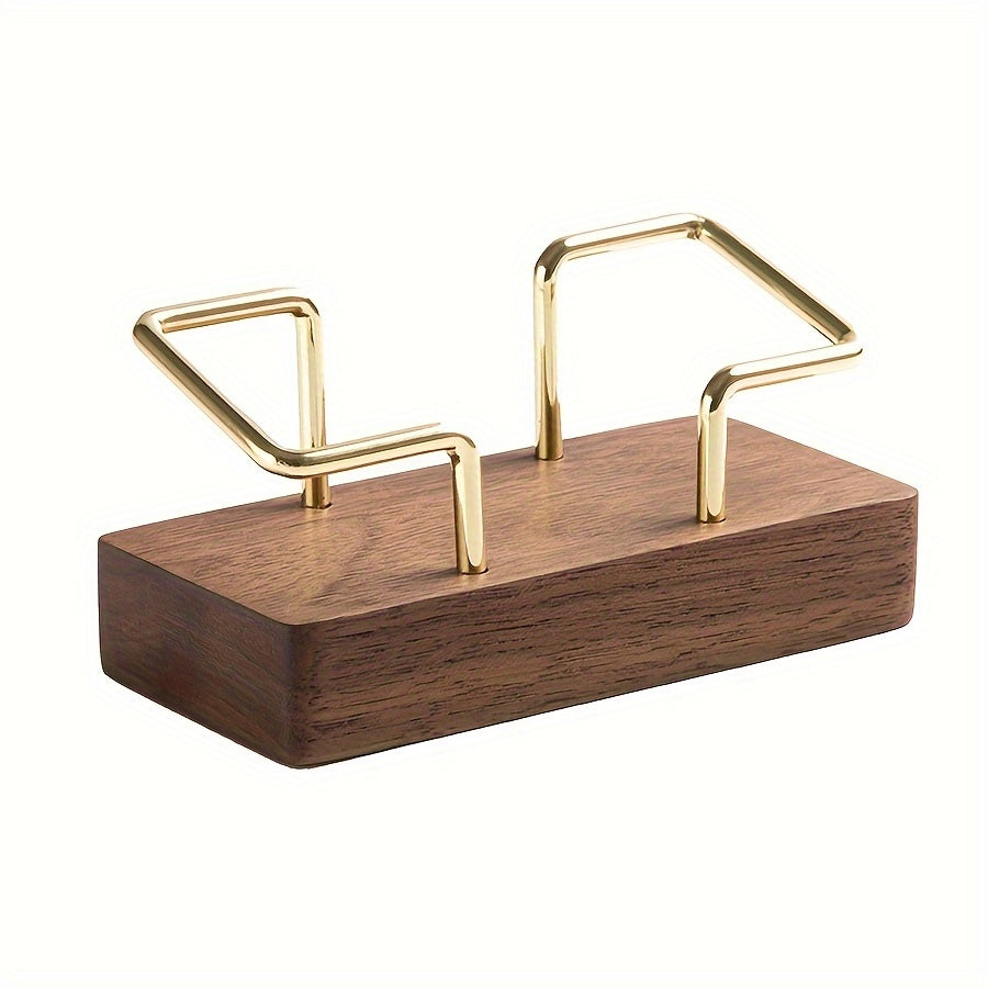Modern Gold Wooden Desk Card Holder