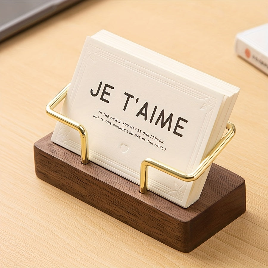 Modern Gold Wooden Desk Card Holder