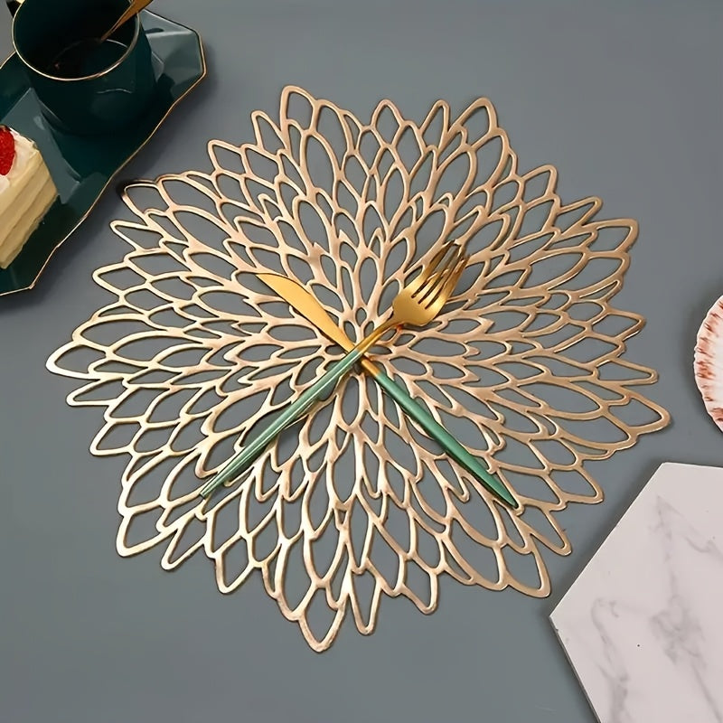 Luxury Golden Marble-Like PVC Lace Placemats
