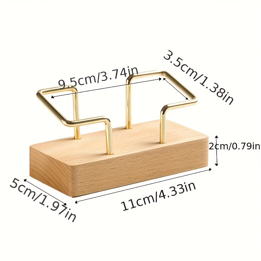 Modern Gold Wooden Desk Card Holder