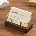 Modern Gold Wooden Desk Card Holder